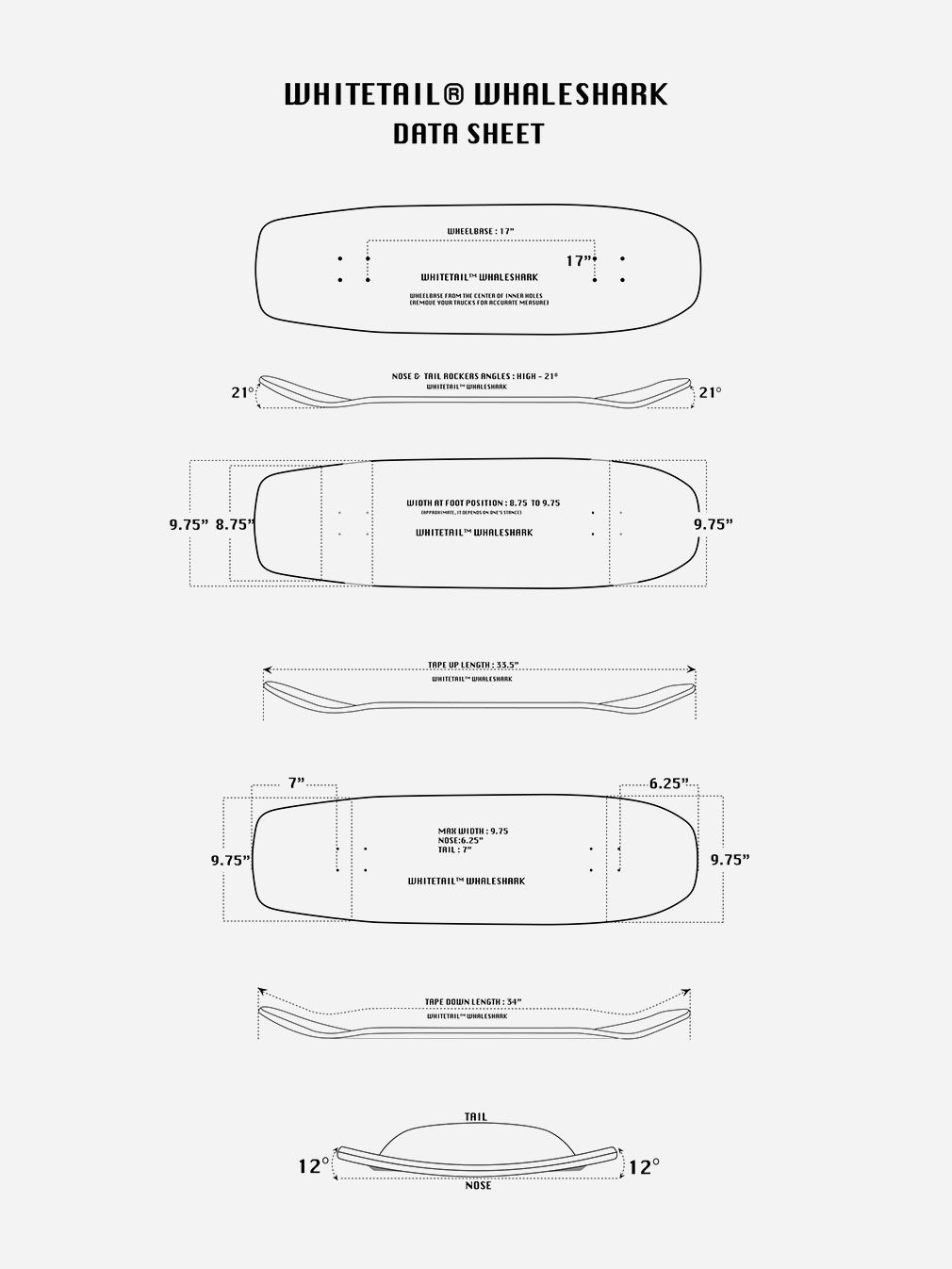 Whitetail Whaleshark Classic Surfskate Deck - Youth Lagoon