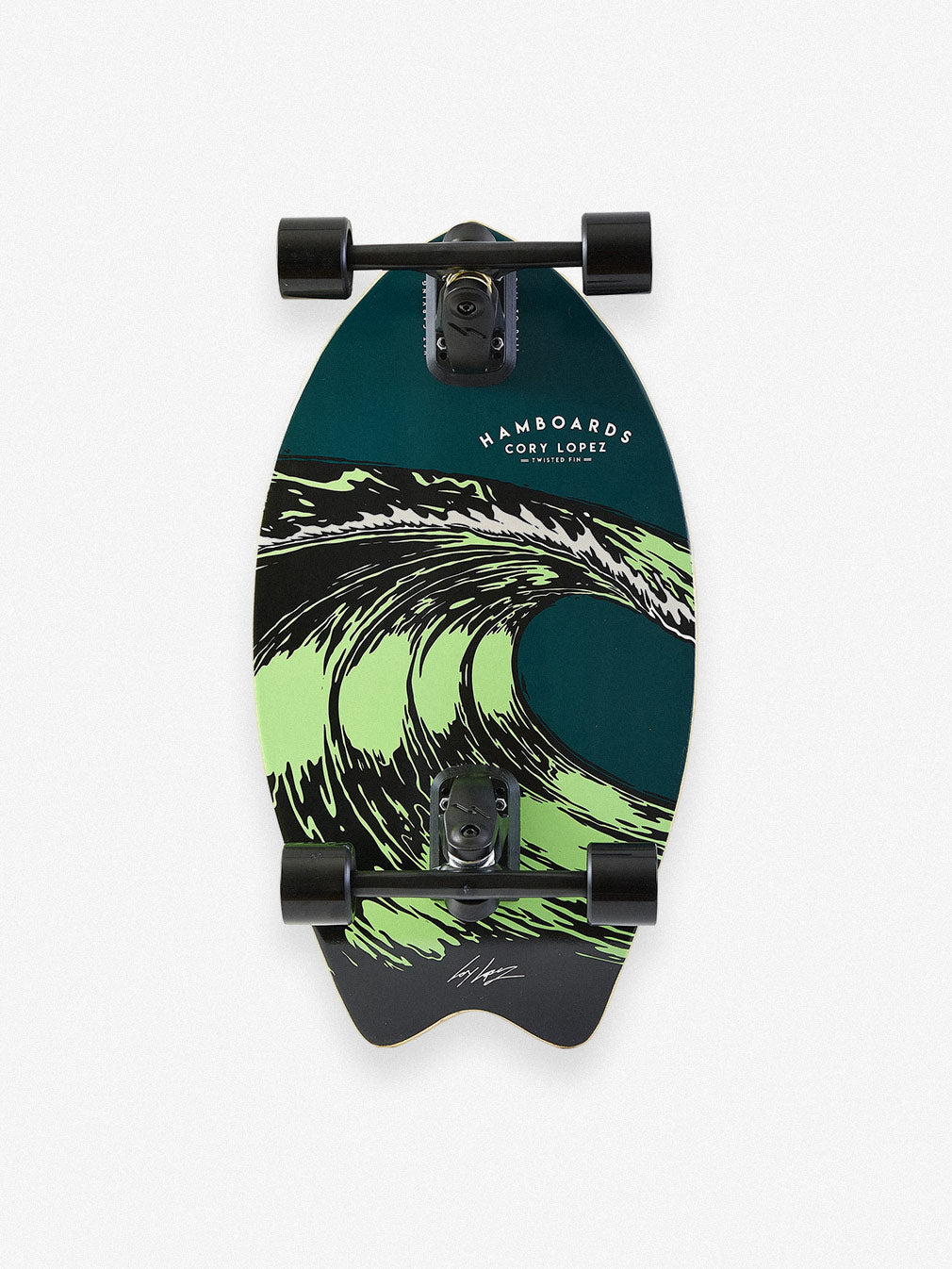 Hamboard Twisted Fin Dark Teal 26″ Surfskate - Youth Lagoon